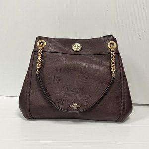 Coach Turnlock Edie Shoulder Handbag Lioxb Oxblood Leather 36855